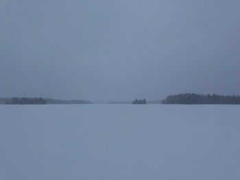 Scenic view of lake against clear sky during winter