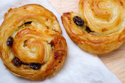Close-up of danish pastry on table