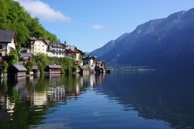 Scenic view of lake and mountains