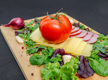 Close-up of vegetables on cutting board