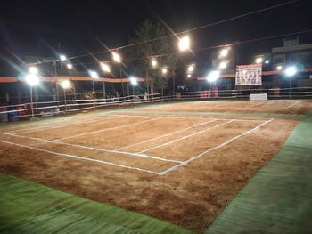 Empty soccer field at night