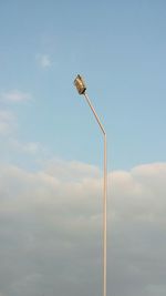 Low angle view of crane against blue sky