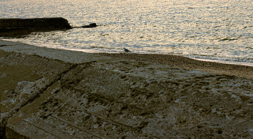 High angle view of sandy beach