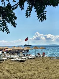 Scenic view of beach against sky