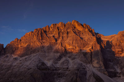 Low angle view of rock formations against sky