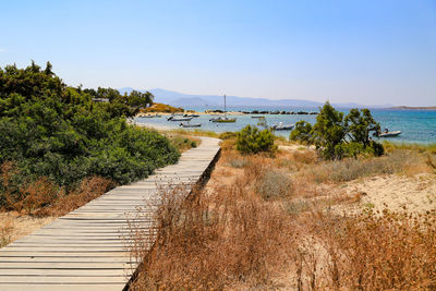 Scenic view of sea against clear sky