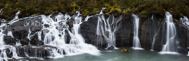 Scenic view of waterfall