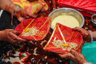 Midsection of man preparing food