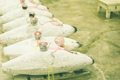 High angle view of food on table
