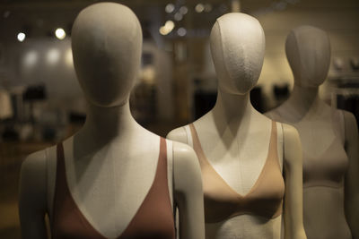 Three mannequins in underwear. demonstration of clothes. figures of people. fabric mannequin. 