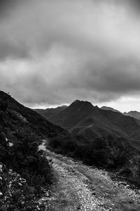 View of mountain against cloudy sky