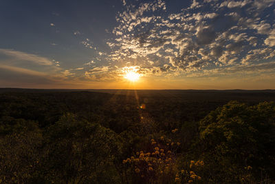 Scenic view of landscape against sky during sunset