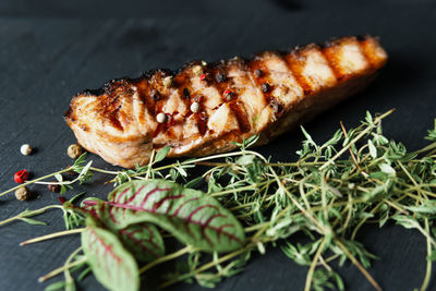 Close-up of food on table