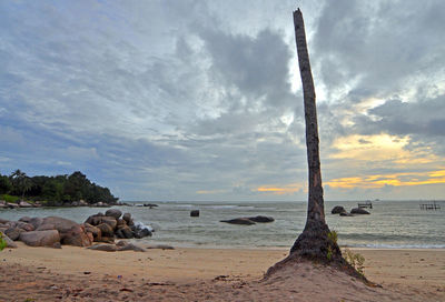 Scenic view of sea against cloudy sky