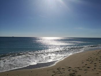 Scenic view of sea against clear sky