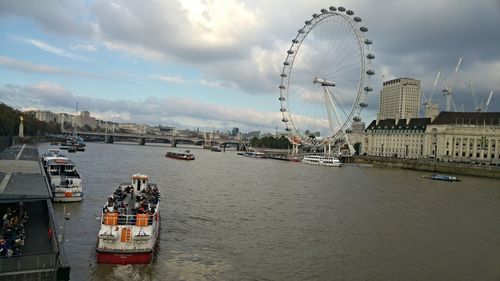 View of ferris wheel in city