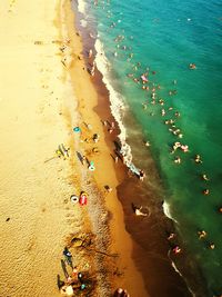 High angle view of people on beach