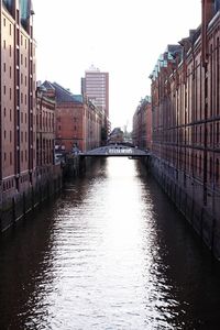 Bridge over river amidst buildings in city