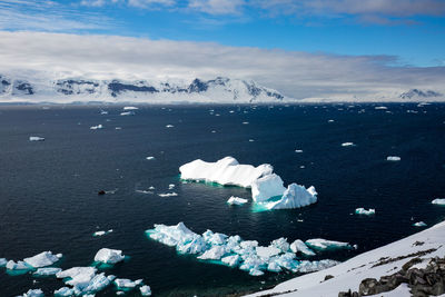 Scenic view of frozen sea against sky