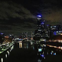 Illuminated cityscape at night