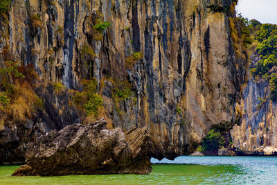 Scenic view of rock formation by sea