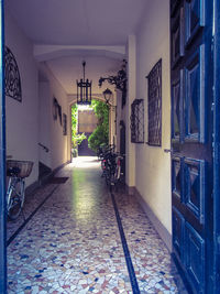 Illuminated street light in city at night
