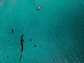 High angle view of people on sea shore