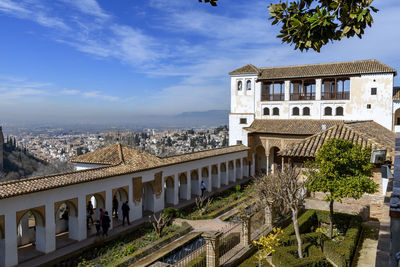 High angle view of buildings in city