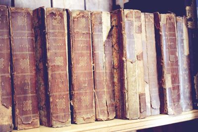 Close-up of old books