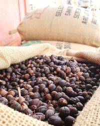 High angle view of coffee beans