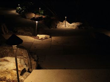 View of rocks at night