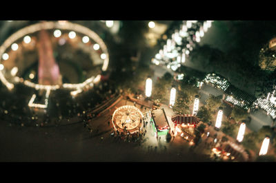 High angle view of illuminated clock