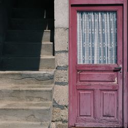 Closed door of building