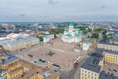 Helsinki cathedral square. one of the most famous sightseeing place in helsinki. drone