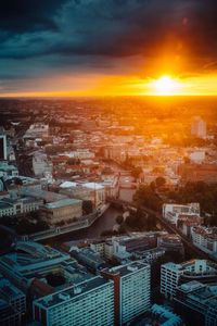 Sunset over city