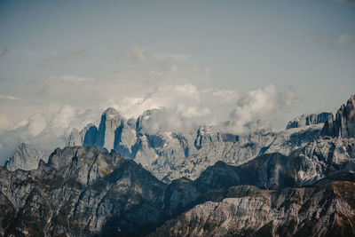 Panoramic view of rocky mountains against sky