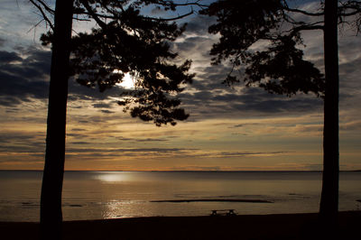 Scenic view of sea against sky at sunset