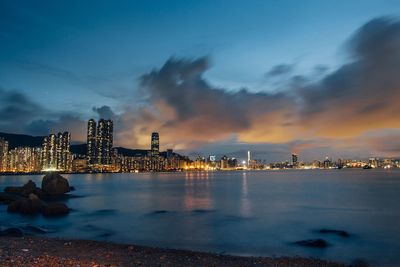 Illuminated cityscape at night