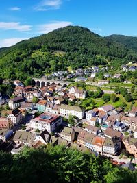 High angle view of townscape against sky