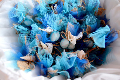 High angle view of fishing net