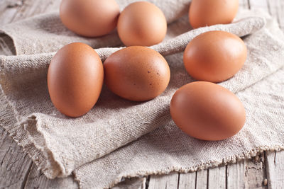 Close-up of eggs on table