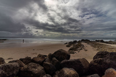 Scenic view of beach against sky