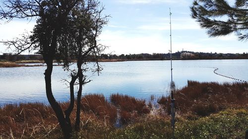 Scenic view of lake against sky