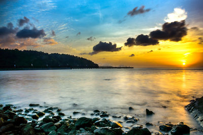 Scenic view of sea against sky during sunset