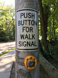 Sign board on road