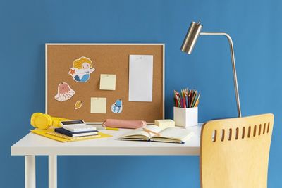 High angle view of open book on table