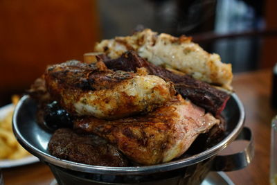 Close-up of meat in bowl