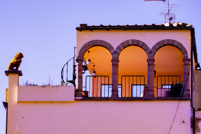 Low angle view of building against clear sky