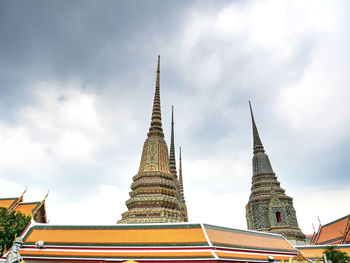 Low angle view of temple building against cloudy sky