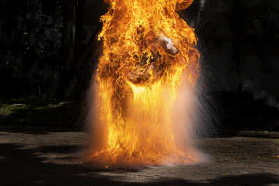 Close-up of bonfire at night